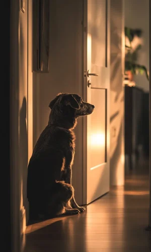Perro castrado con ansiedad por separación